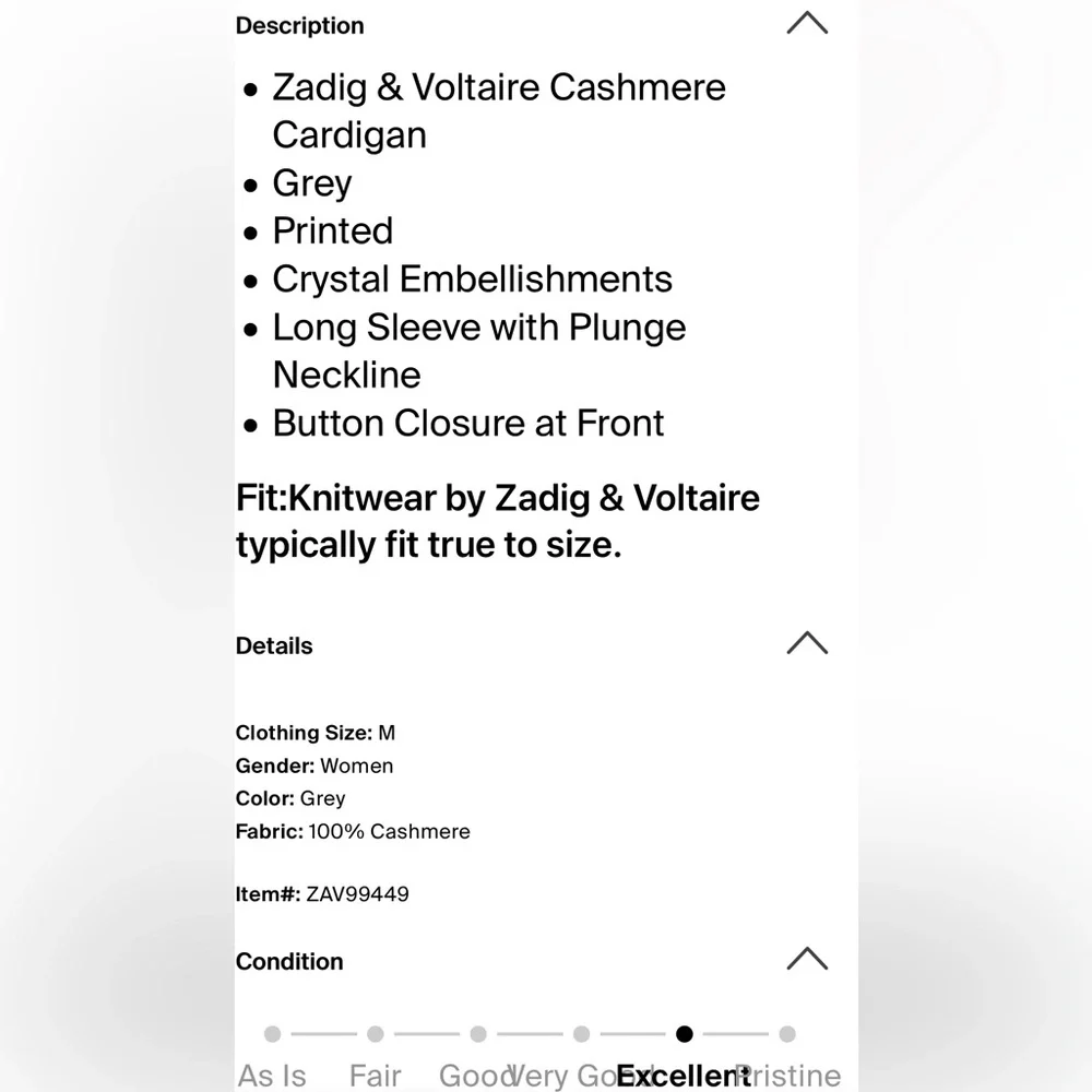 Zadig & Voltaire Gray Cardigan with Crescent Moon Pattern - Picture 4 of 9
